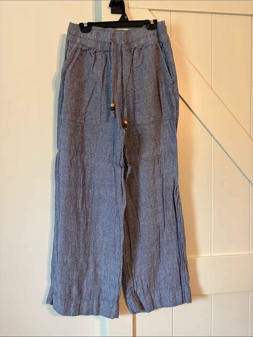 Martha Stewart Blue Wide-Leg Linen Blend Pants